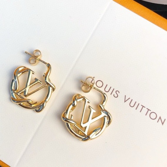 Bagsaaa L0vis Vvtt0n Logo Stud Earrings Hoops