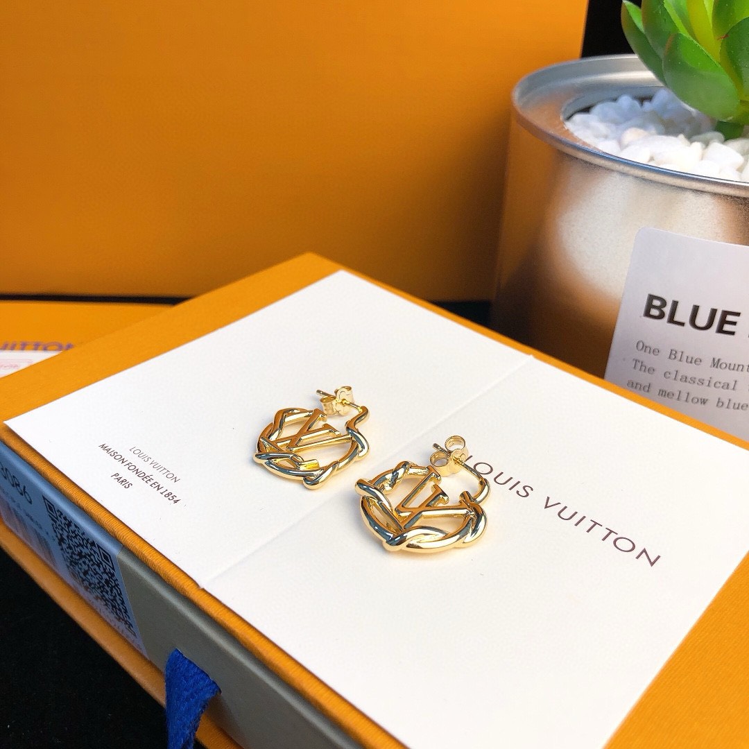 Bagsaaa L0vis Vvtt0n Logo Stud Earrings Hoops