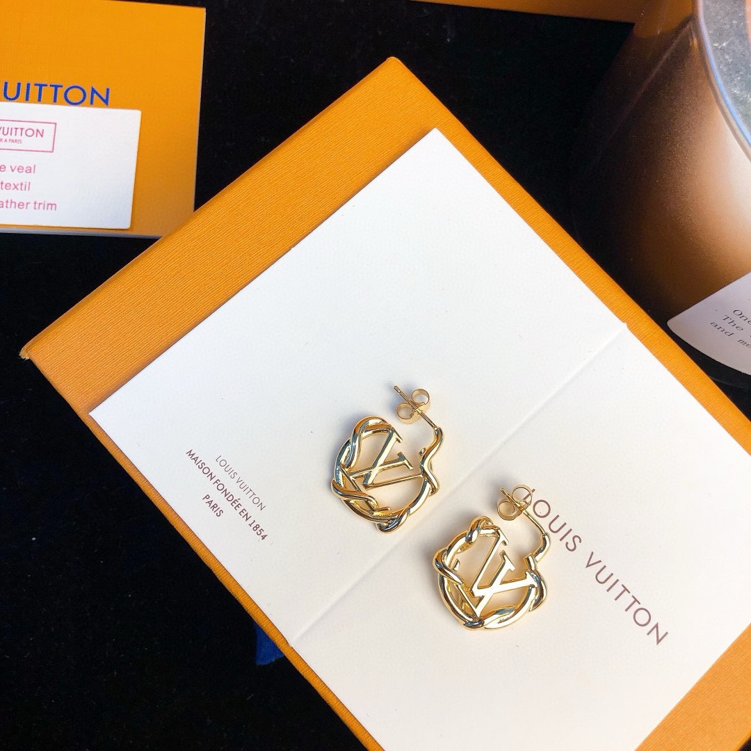 Bagsaaa L0vis Vvtt0n Logo Stud Earrings Hoops