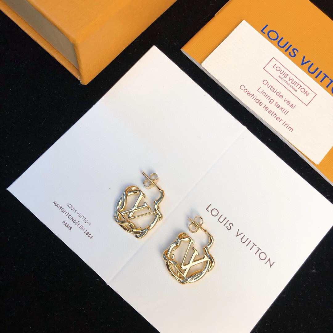 Bagsaaa L0vis Vvtt0n Logo Stud Earrings Hoops