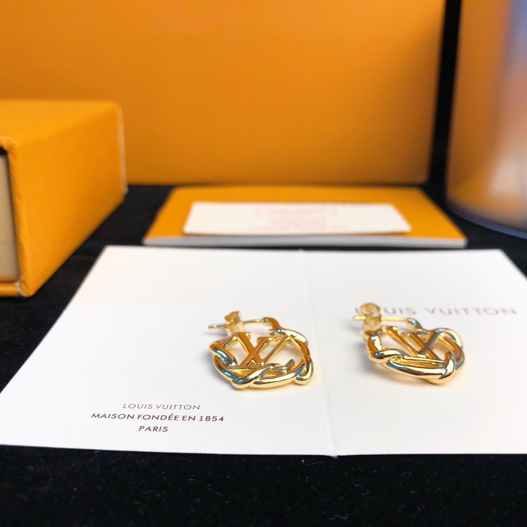 Bagsaaa L0vis Vvtt0n Logo Stud Earrings Hoops