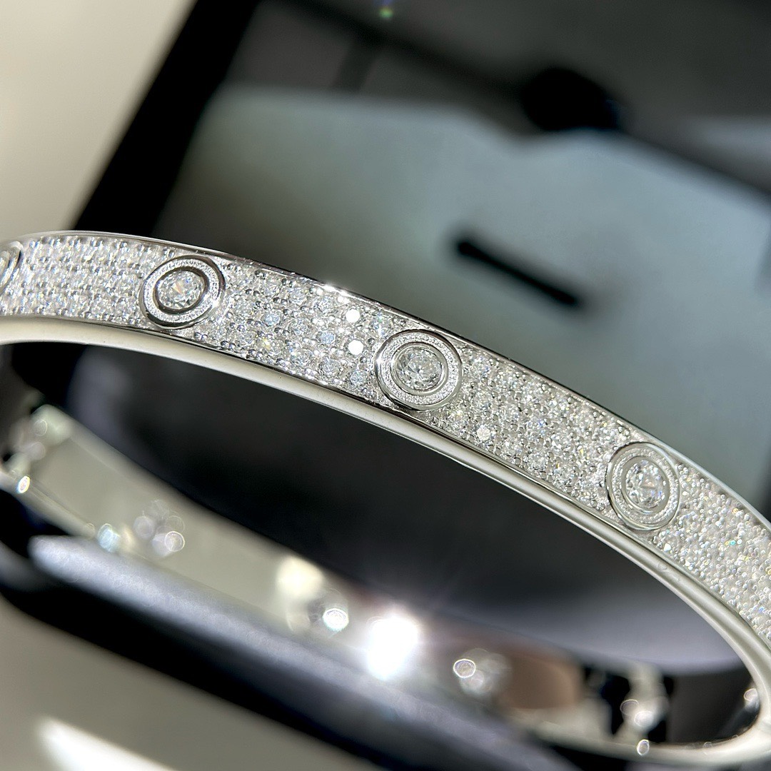Bagsaaa Ca*t1er Love Bracelet 18K White Gold D1am0nd-Paved