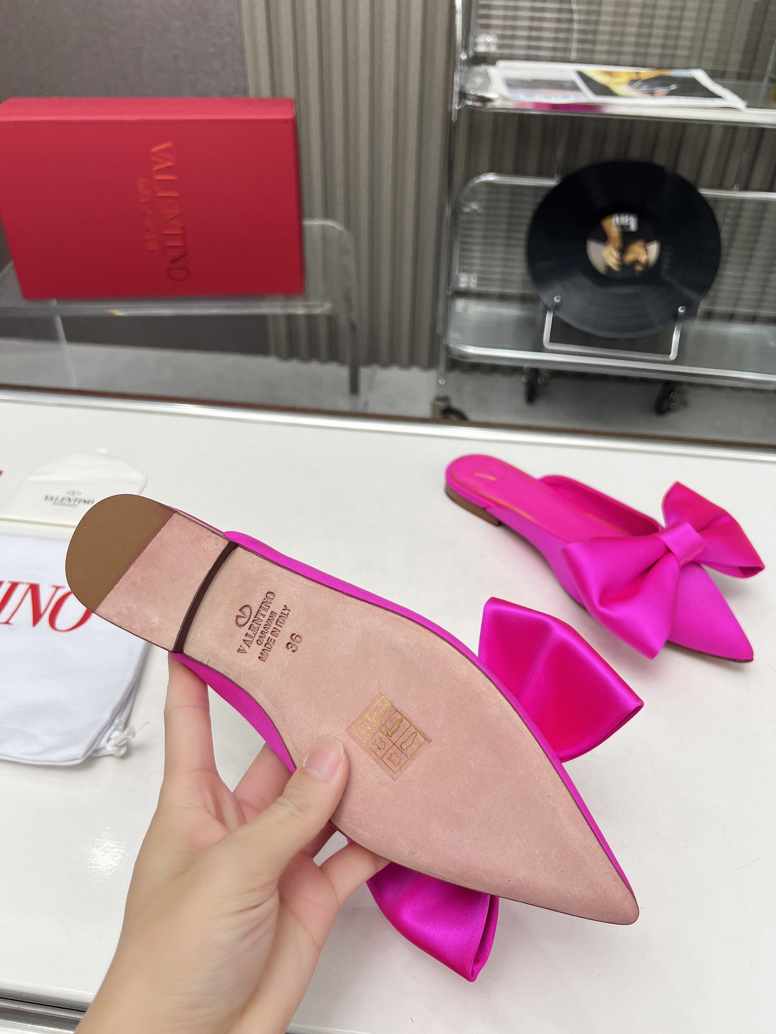 Bagsaaa Va1e*ntin0 Bow Pink Mules