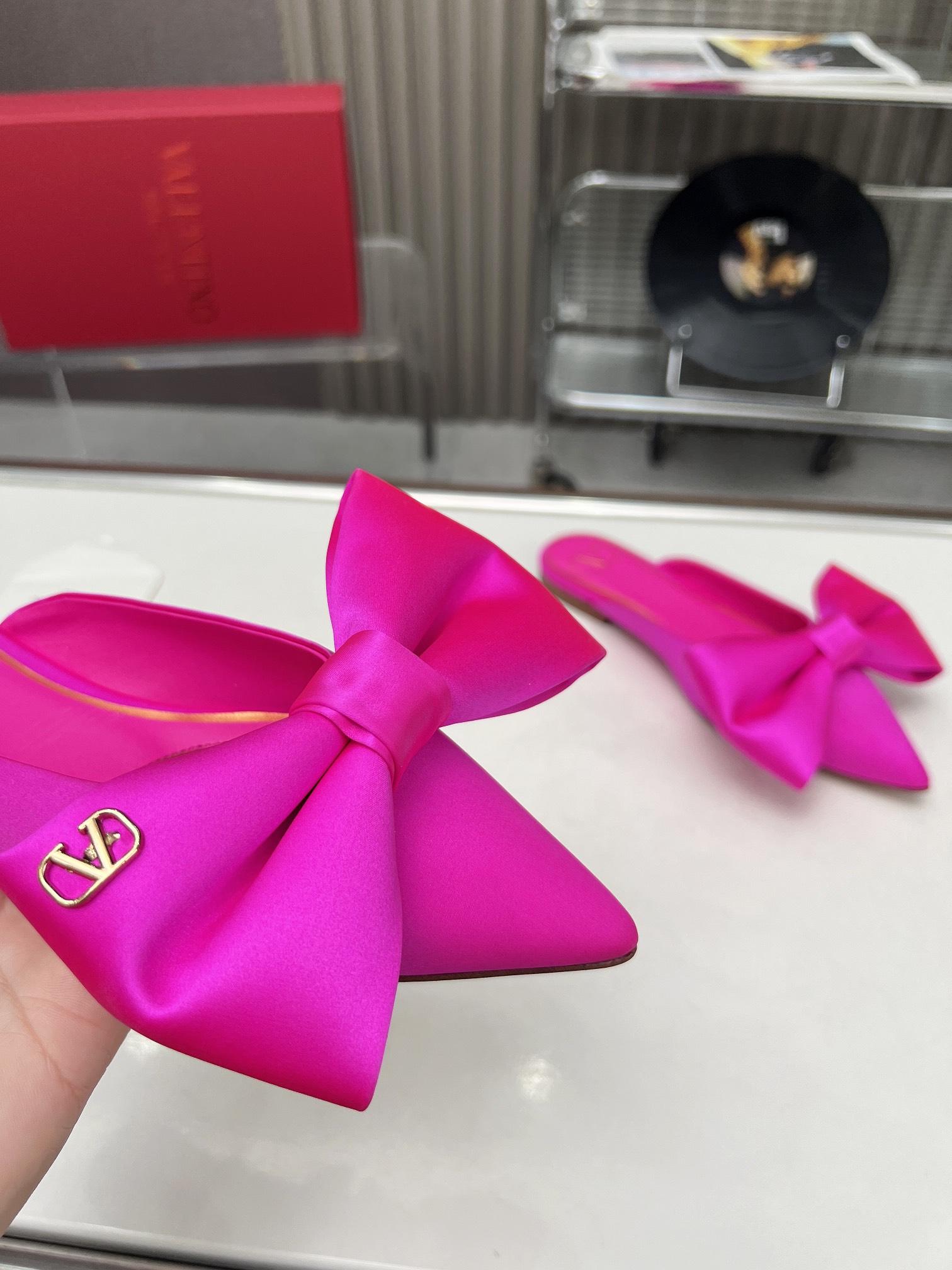 Bagsaaa Va1e*ntin0 Bow Pink Mules