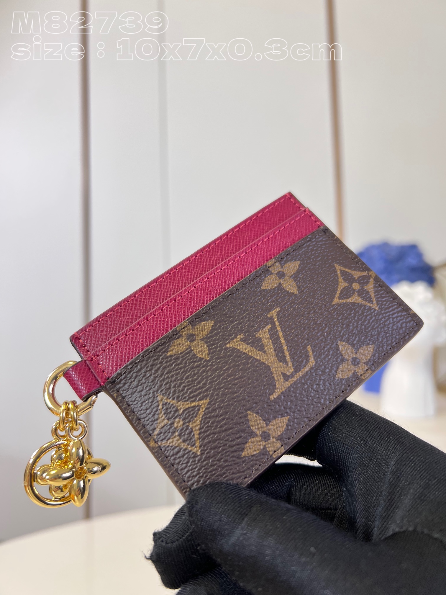 Bagsaaa L0vis Vvtt0n Charms Monogram Canvas Burgundy Card Holder