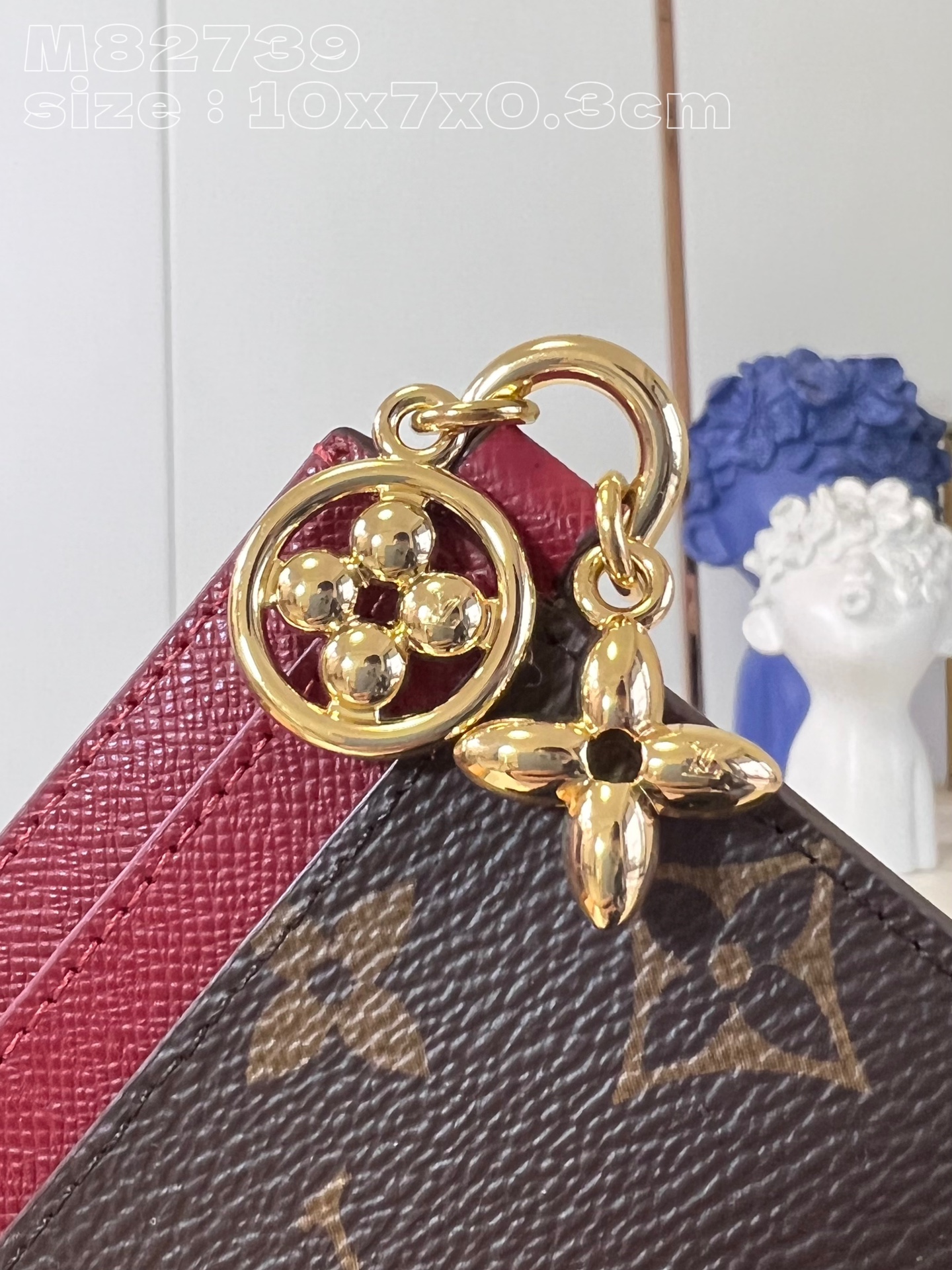 Bagsaaa L0vis Vvtt0n Charms Monogram Canvas Burgundy Card Holder
