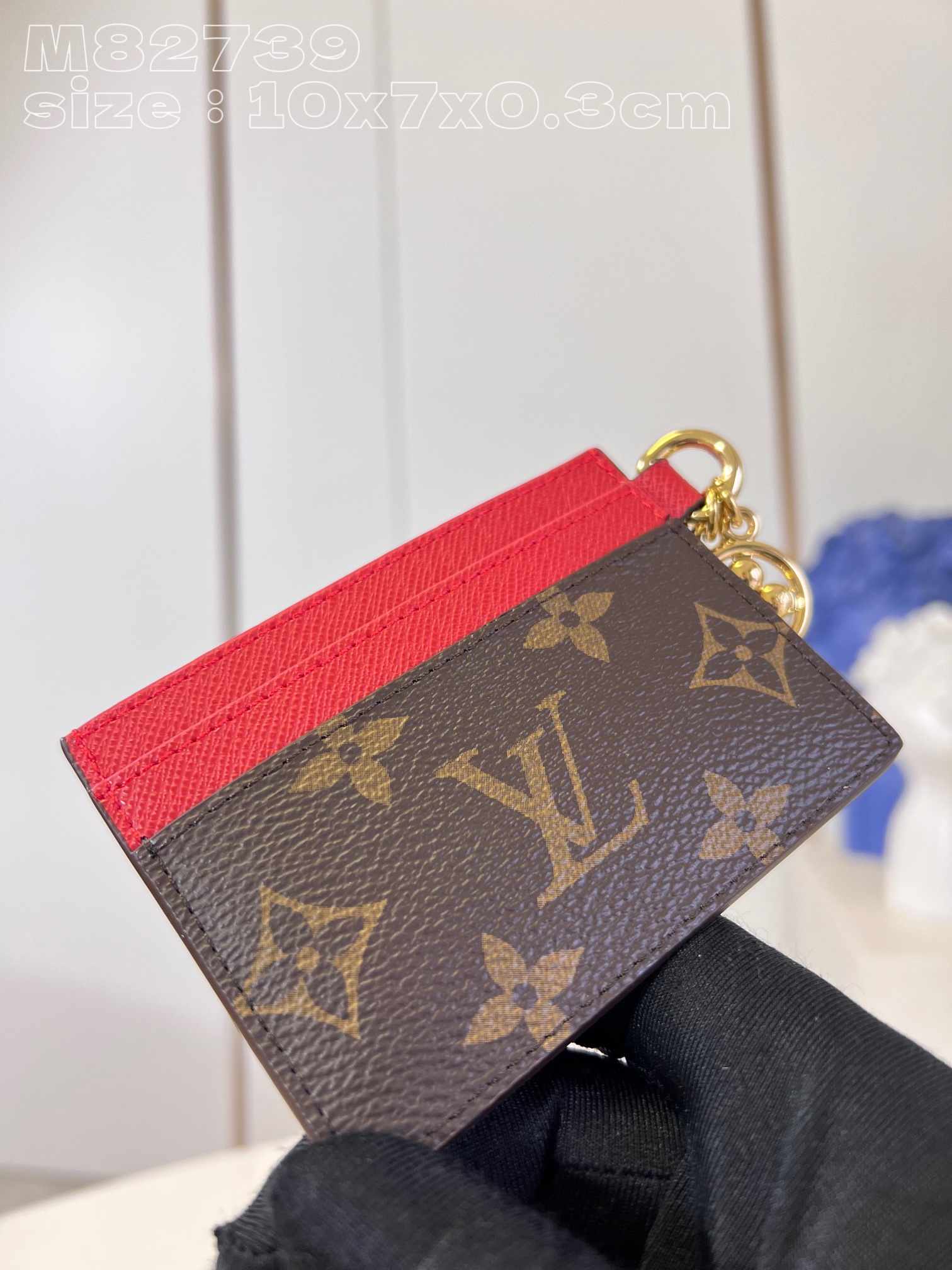 Bagsaaa L0vis Vvtt0n Charms Monogram Canvas Red Card Holder