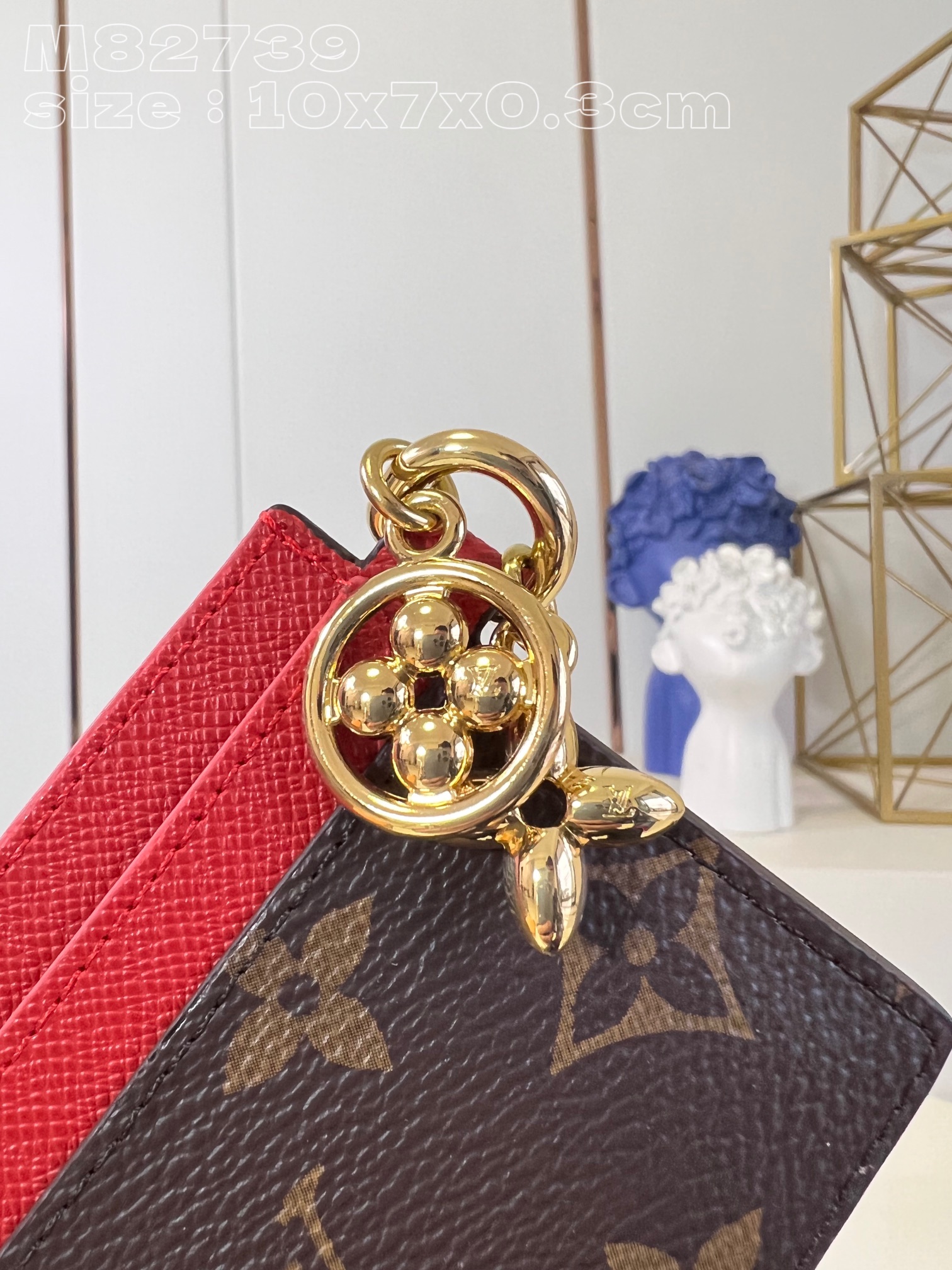 Bagsaaa L0vis Vvtt0n Charms Monogram Canvas Red Card Holder