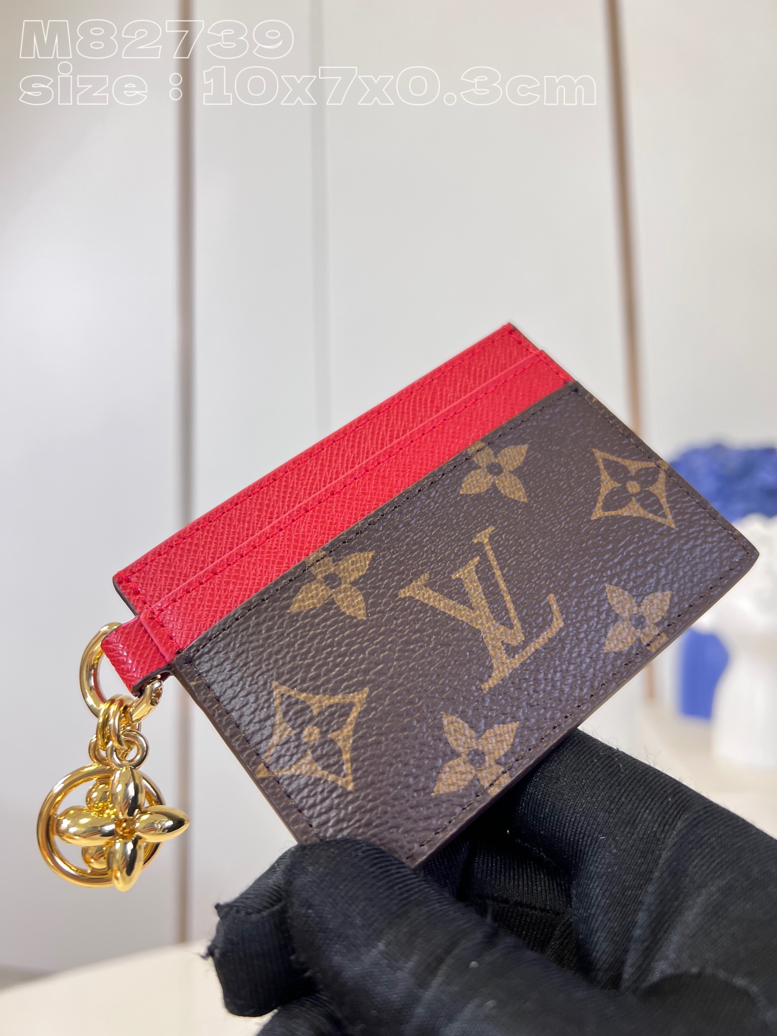 Bagsaaa L0vis Vvtt0n Charms Monogram Canvas Red Card Holder