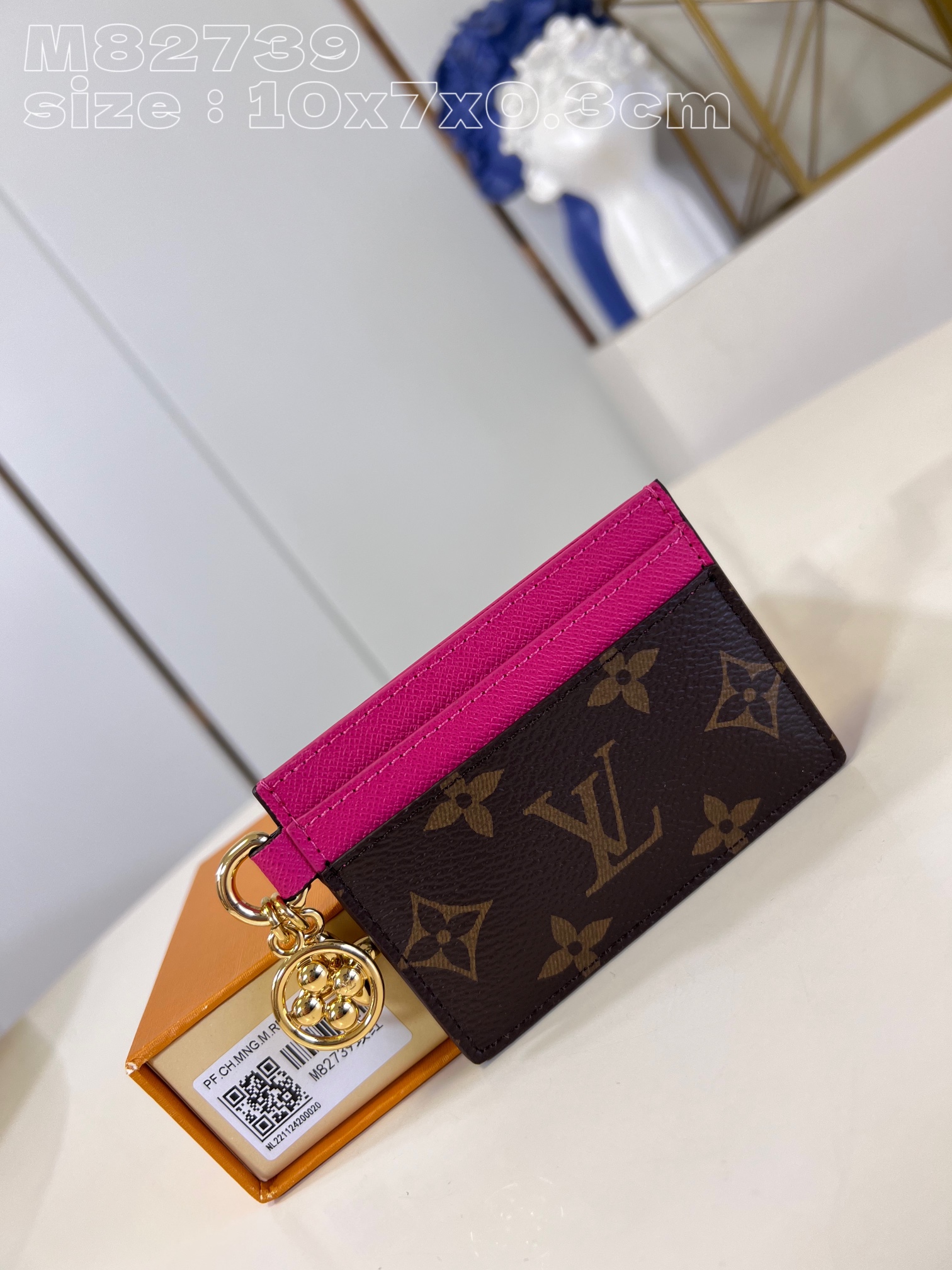 Bagsaaa L0vis Vvtt0n Charms Monogram Canvas Pink Card Holder