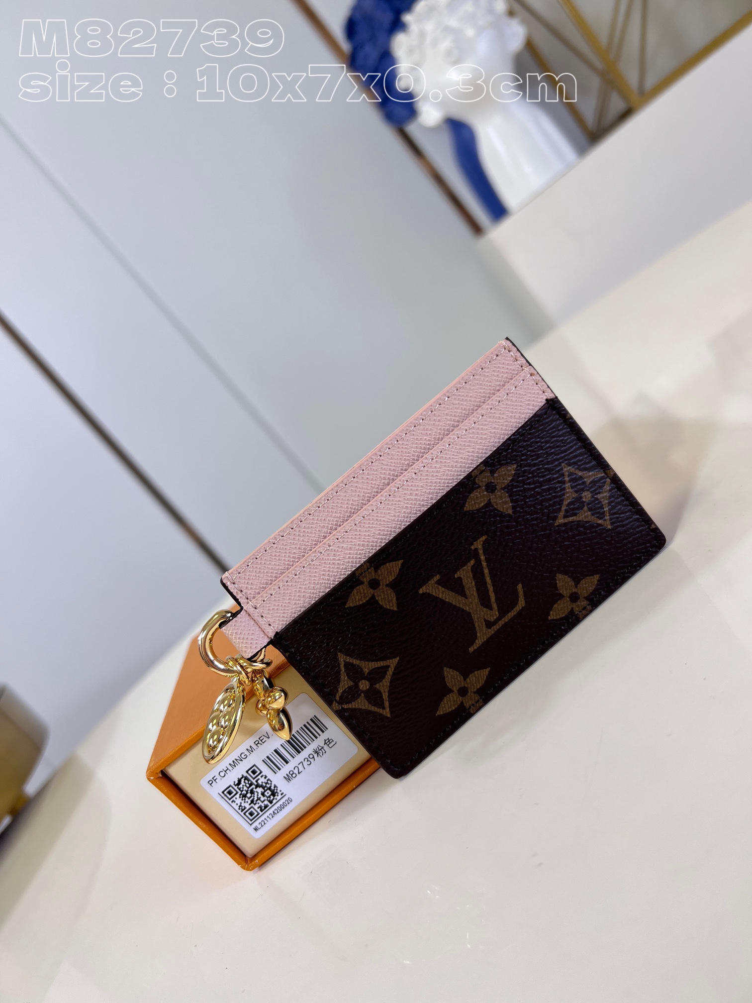 Bagsaaa L0vis Vvtt0n Charms Monogram Canvas Light Pink Card Holder