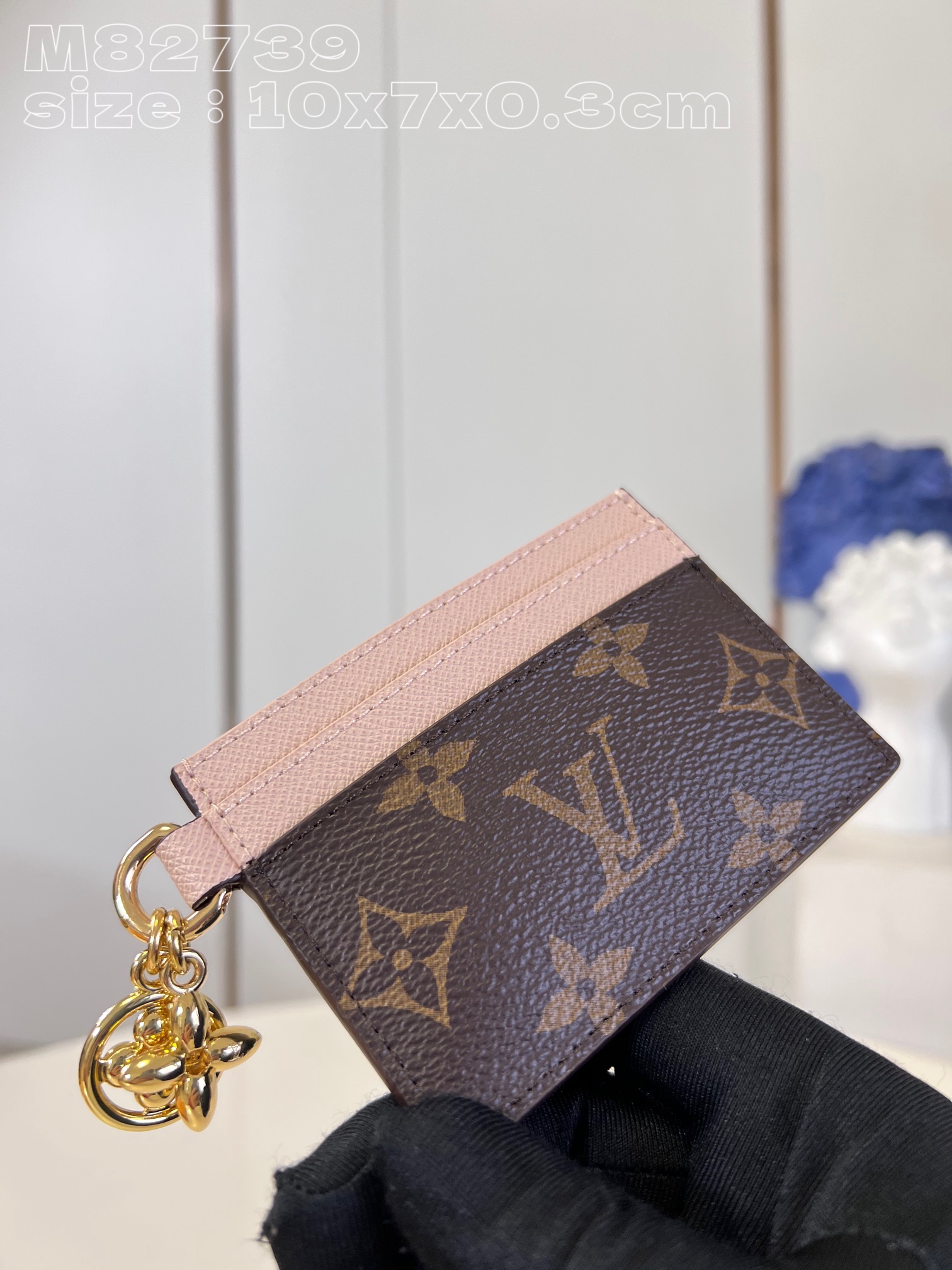 Bagsaaa L0vis Vvtt0n Charms Monogram Canvas Light Pink Card Holder