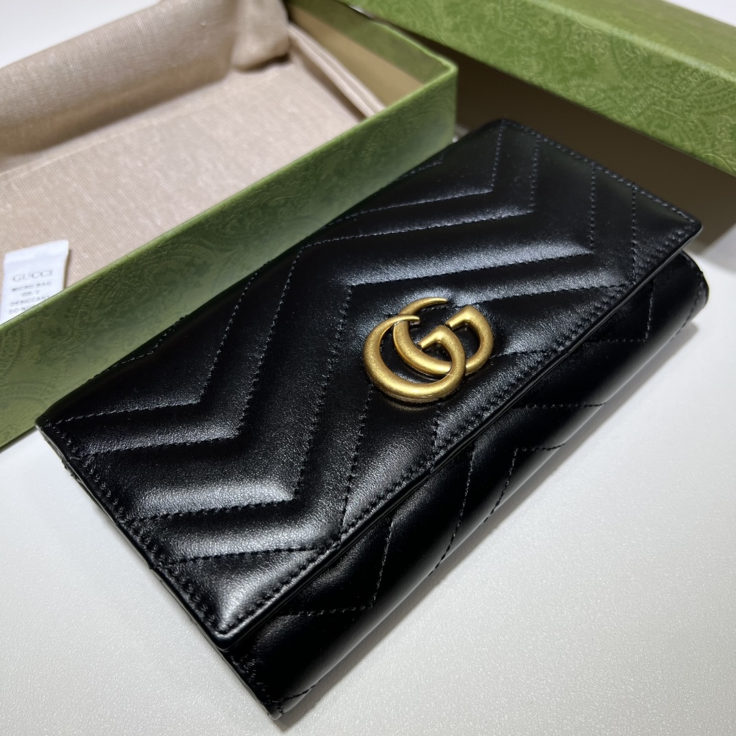 Bagsaaa Gvc*1 Marmont Long Wallet in black - 19*10.5*3CM