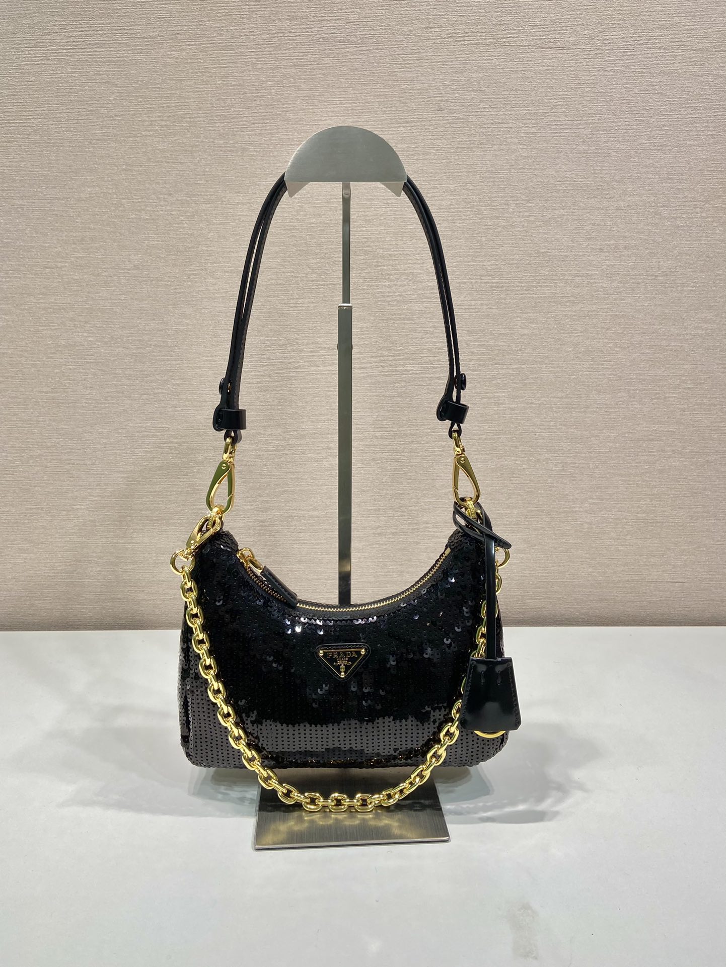 Bagsaaa Pra*a Re-Edition Re-Nylon and sequin mini-bag
