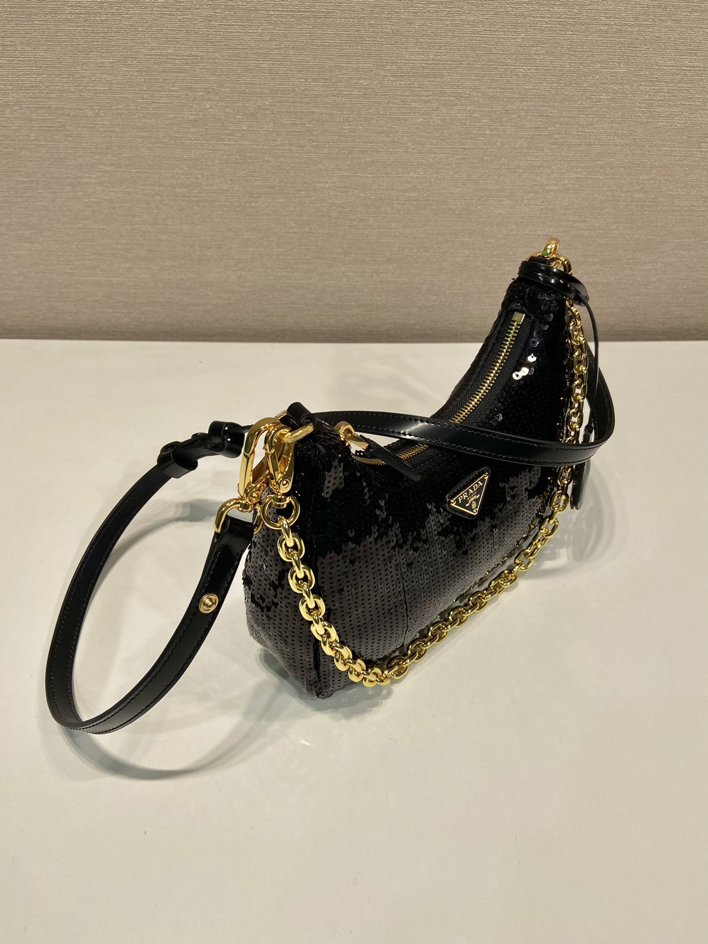 Bagsaaa Pra*a Re-Edition Re-Nylon and sequin mini-bag