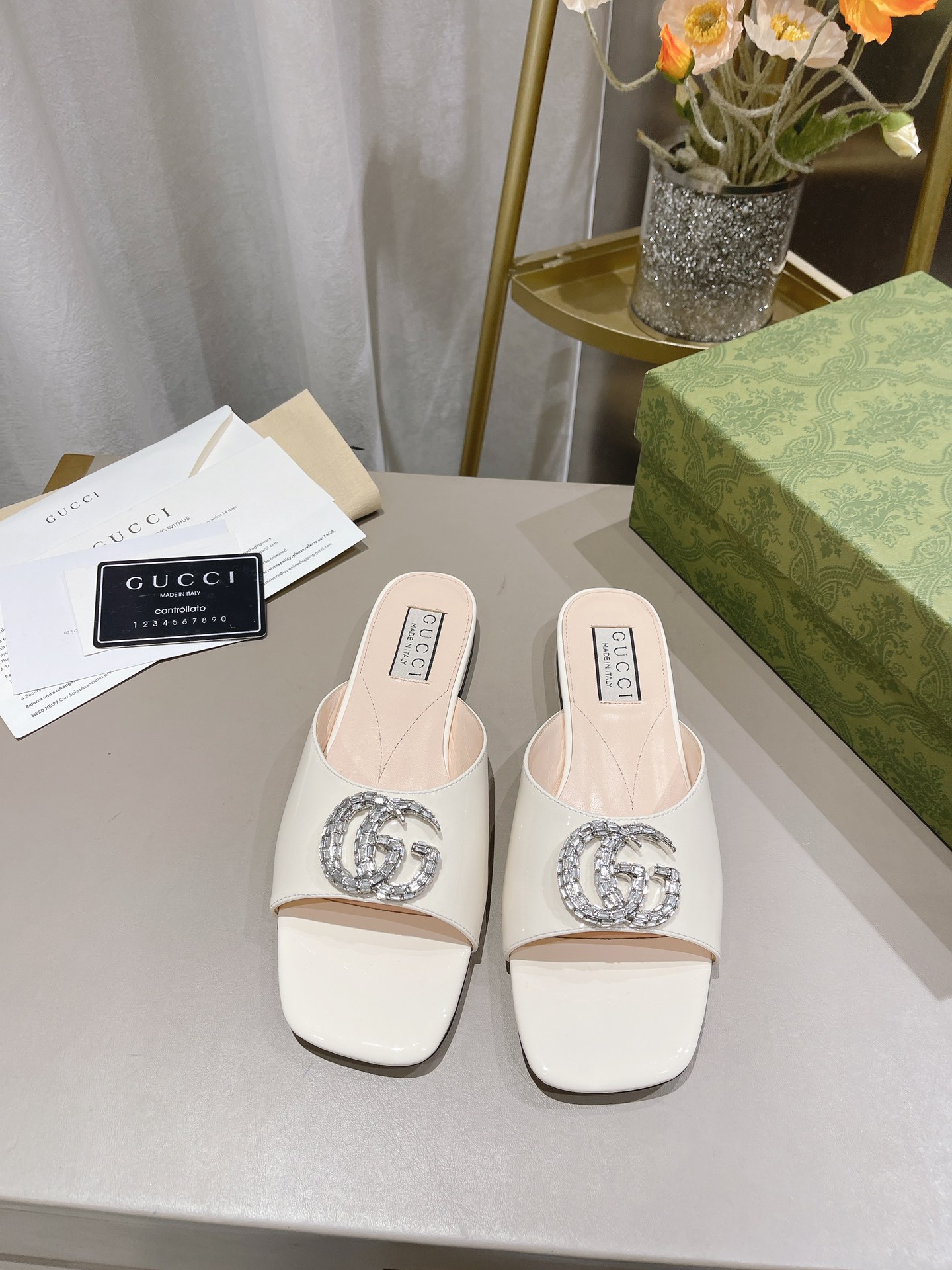 Bagsaaa Gvc*1 Double G Slides White