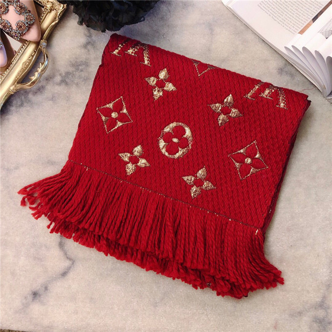 Bagsaaa L0vis Vvtt0n Monogram scarf in red 170cm x 30cm