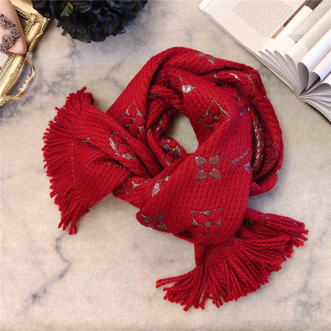 Bagsaaa L0vis Vvtt0n Monogram scarf in red 170cm x 30cm
