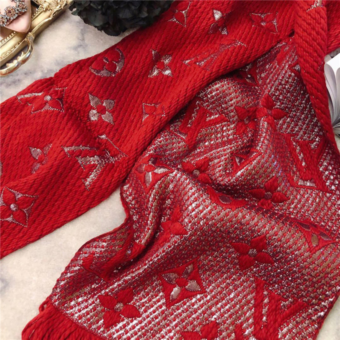 Bagsaaa L0vis Vvtt0n Monogram scarf in red 170cm x 30cm