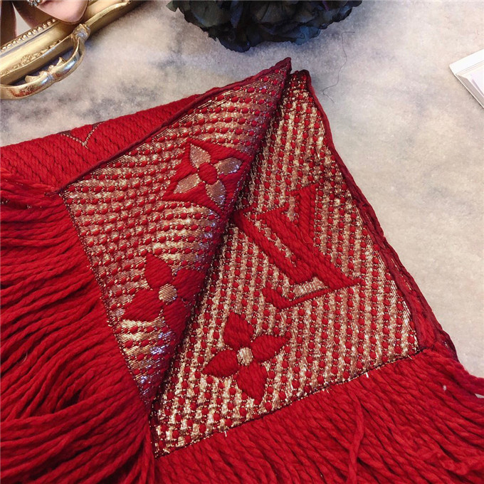 Bagsaaa L0vis Vvtt0n Monogram scarf in red 170cm x 30cm
