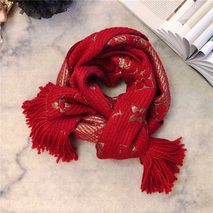 Bagsaaa L0vis Vvtt0n Monogram scarf in red 170cm x 30cm
