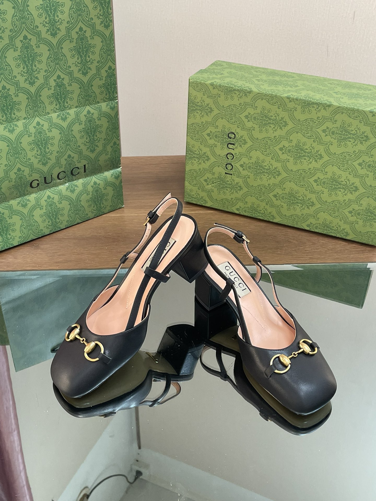 Bagsaaa Gvc*1 Horsebit Slingback In Black Leather