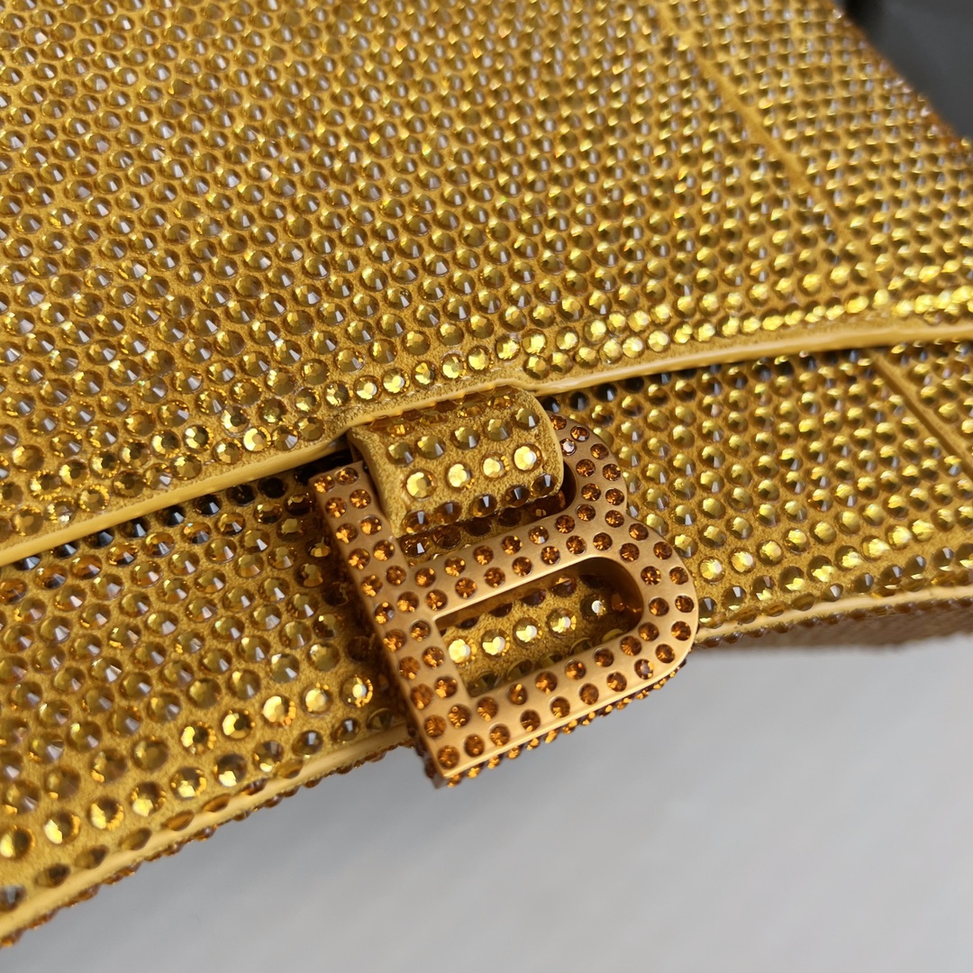 Bagsaaa Ba1en*iaga Hourglass In Yellow Crystal - 23x10x24cm
