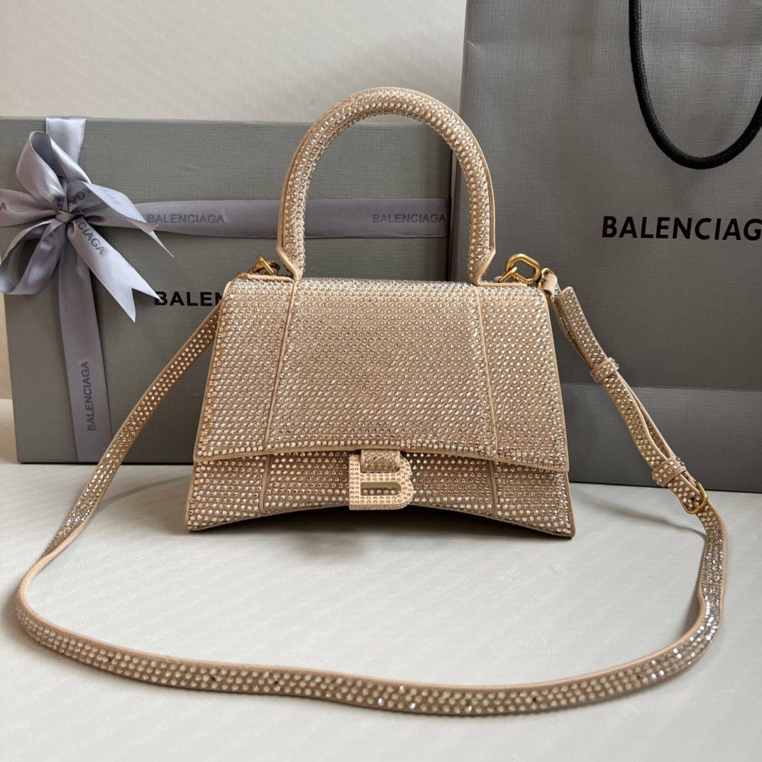 Bagsaaa Ba1en*iaga Hourglass In Nude Crystal - 23x10x24cm