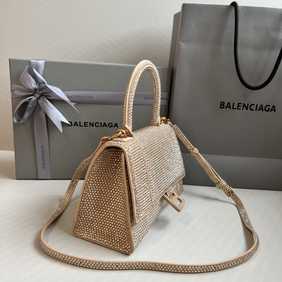 Bagsaaa Ba1en*iaga Hourglass In Nude Crystal - 23x10x24cm