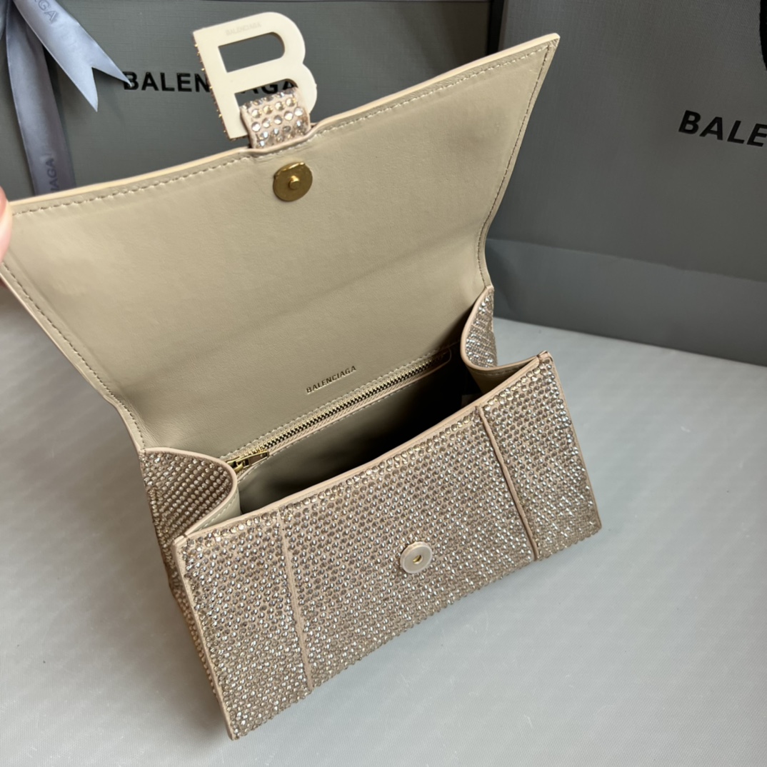 Bagsaaa Ba1en*iaga Hourglass In Nude Crystal - 23x10x24cm