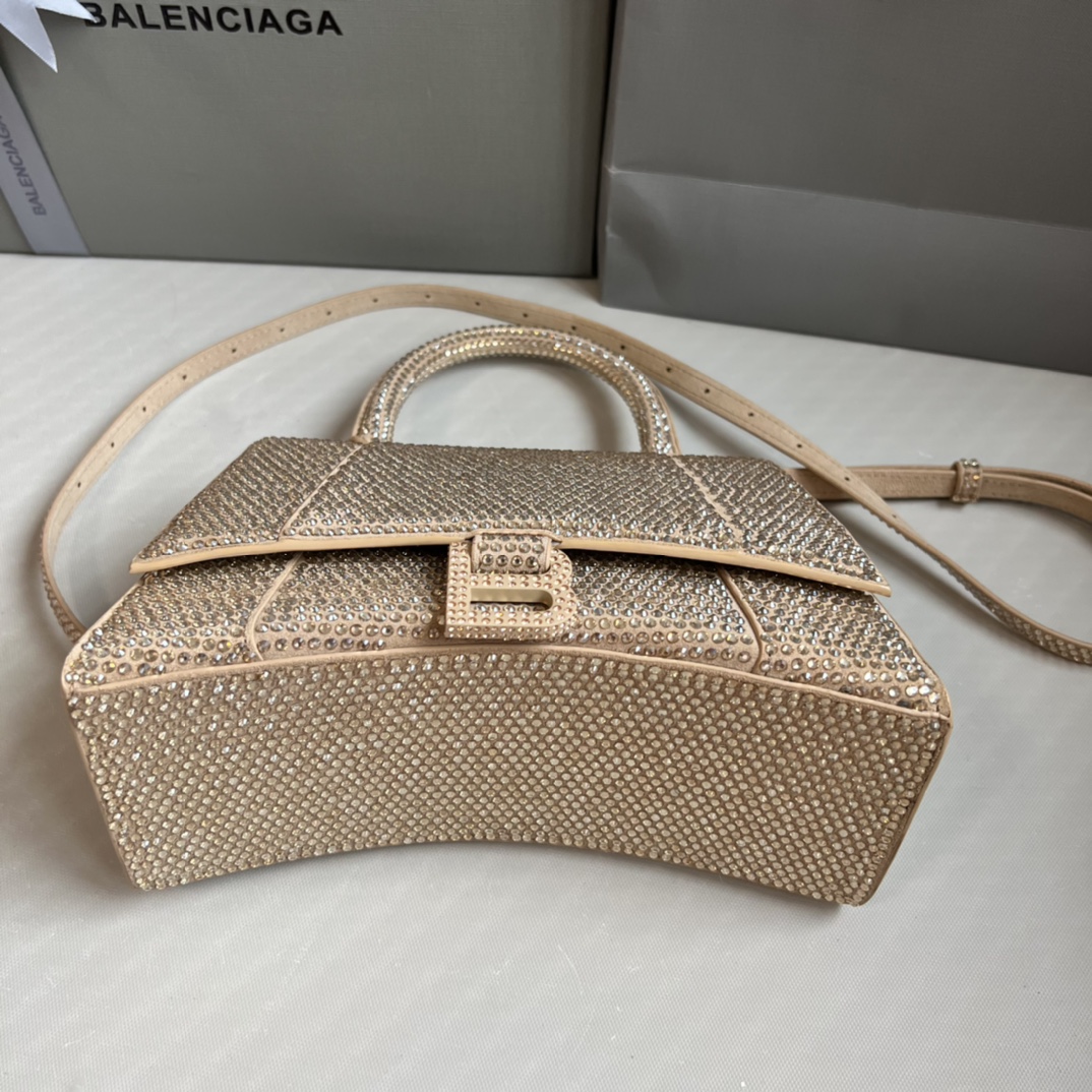 Bagsaaa Ba1en*iaga Hourglass In Nude Crystal - 23x10x24cm
