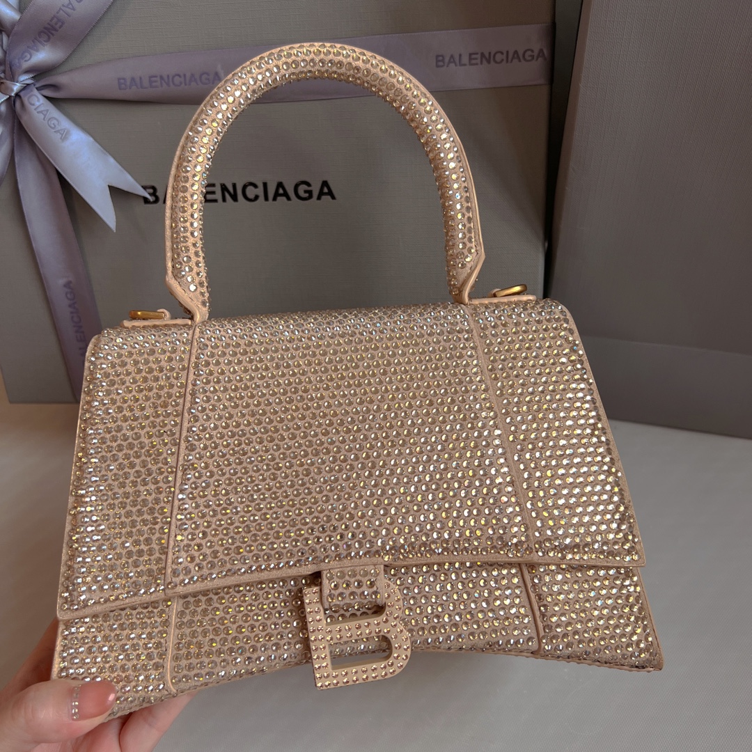 Bagsaaa Ba1en*iaga Hourglass In Nude Crystal - 23x10x24cm