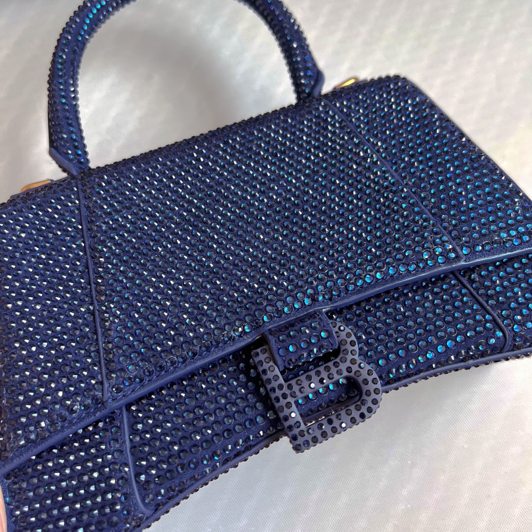 Bagsaaa Ba1en*iaga Hourglass In Blue Crystal - 23x10x24cm