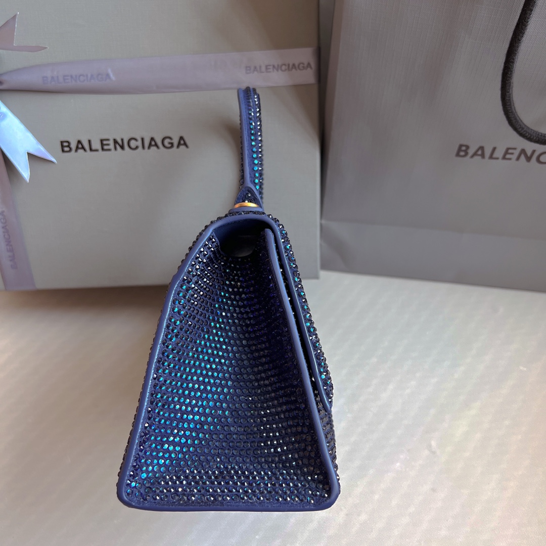 Bagsaaa Ba1en*iaga Hourglass In Blue Crystal - 23x10x24cm