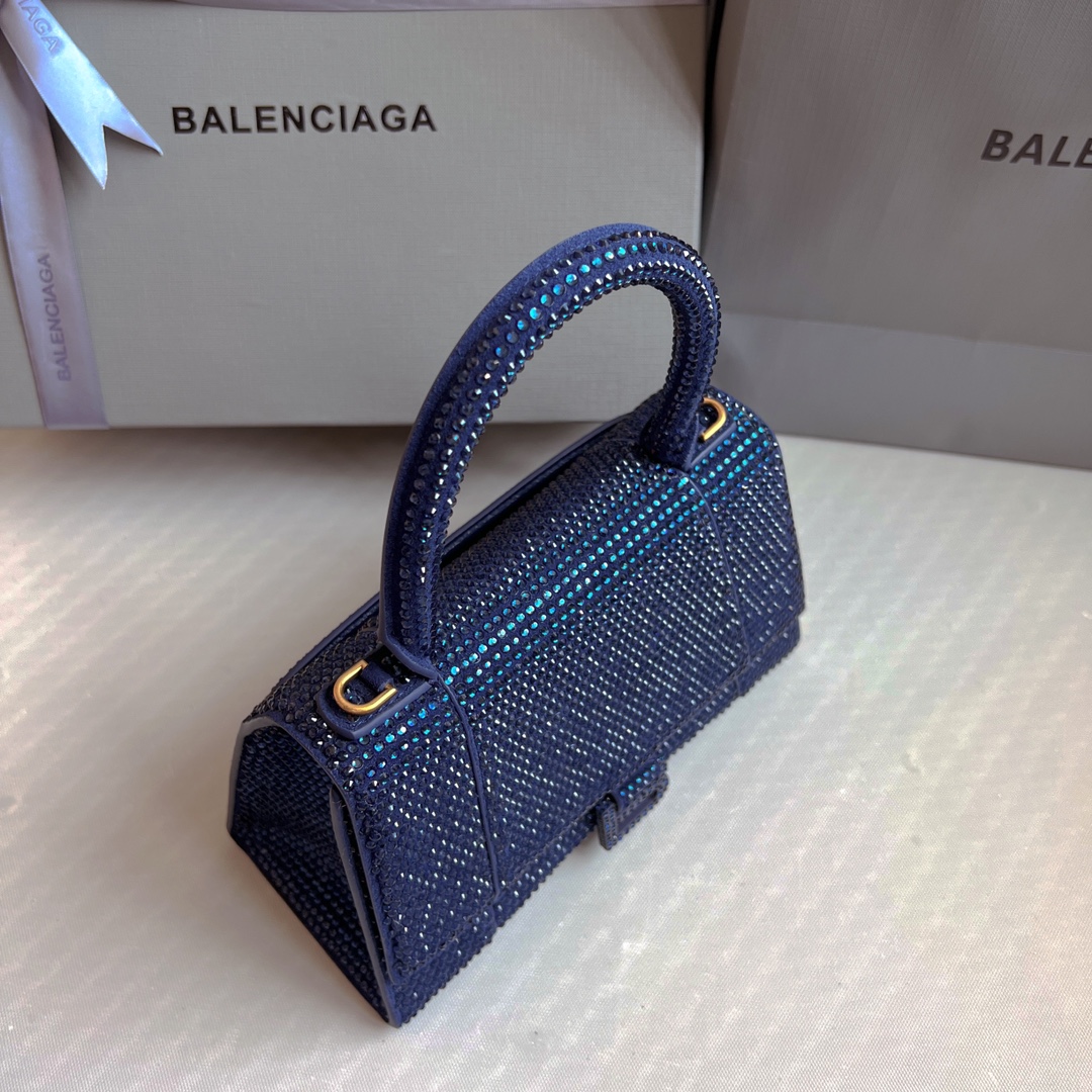 Bagsaaa Ba1en*iaga Hourglass In Blue Crystal - 23x10x24cm