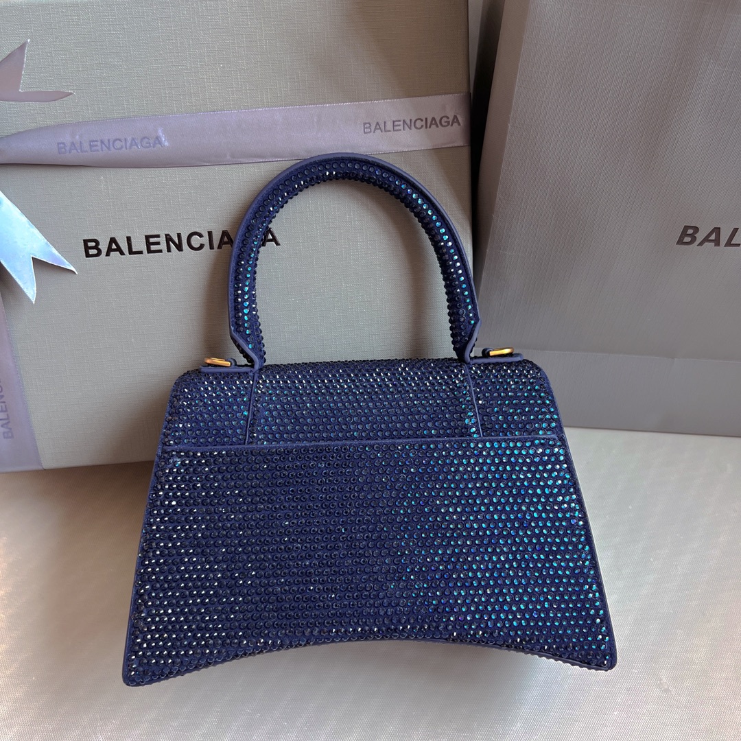 Bagsaaa Ba1en*iaga Hourglass In Blue Crystal - 23x10x24cm