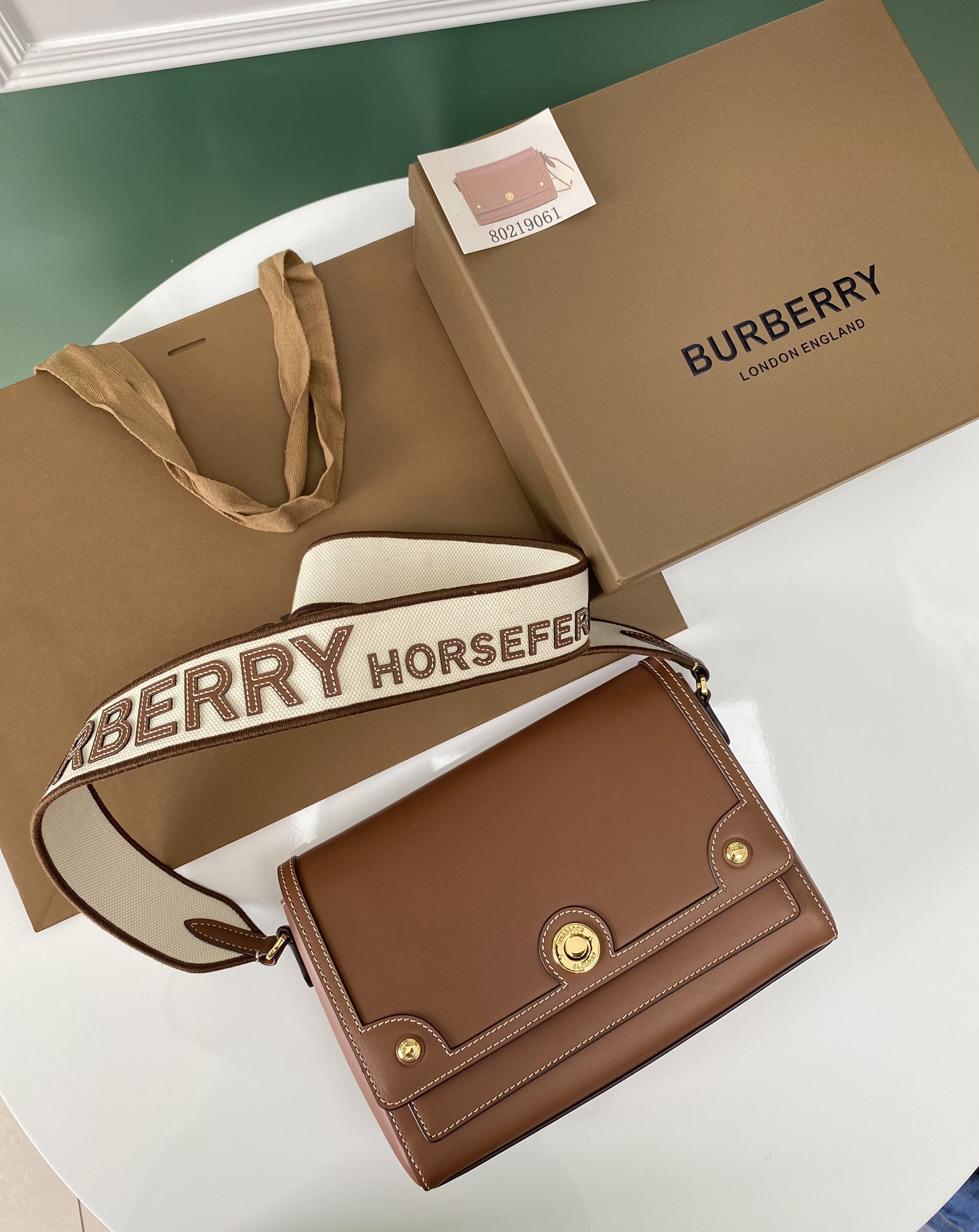 Bagsaaa Bv*b*rry Note Topstitched Crossbody Bag In Brown 