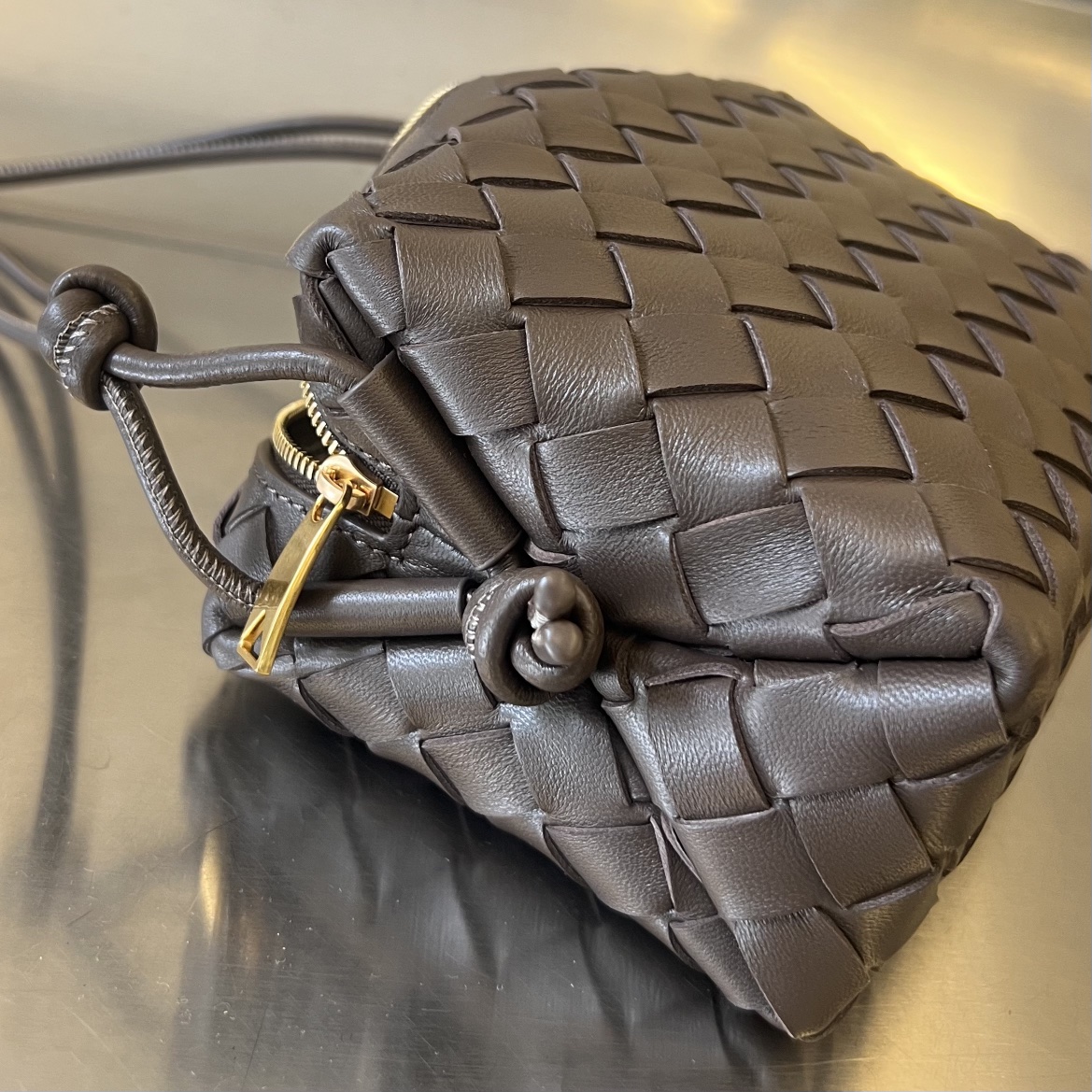 Bagsaaa B0tt*ga Ven*ta Loop Bag Dark Brown - 17x10x6cm