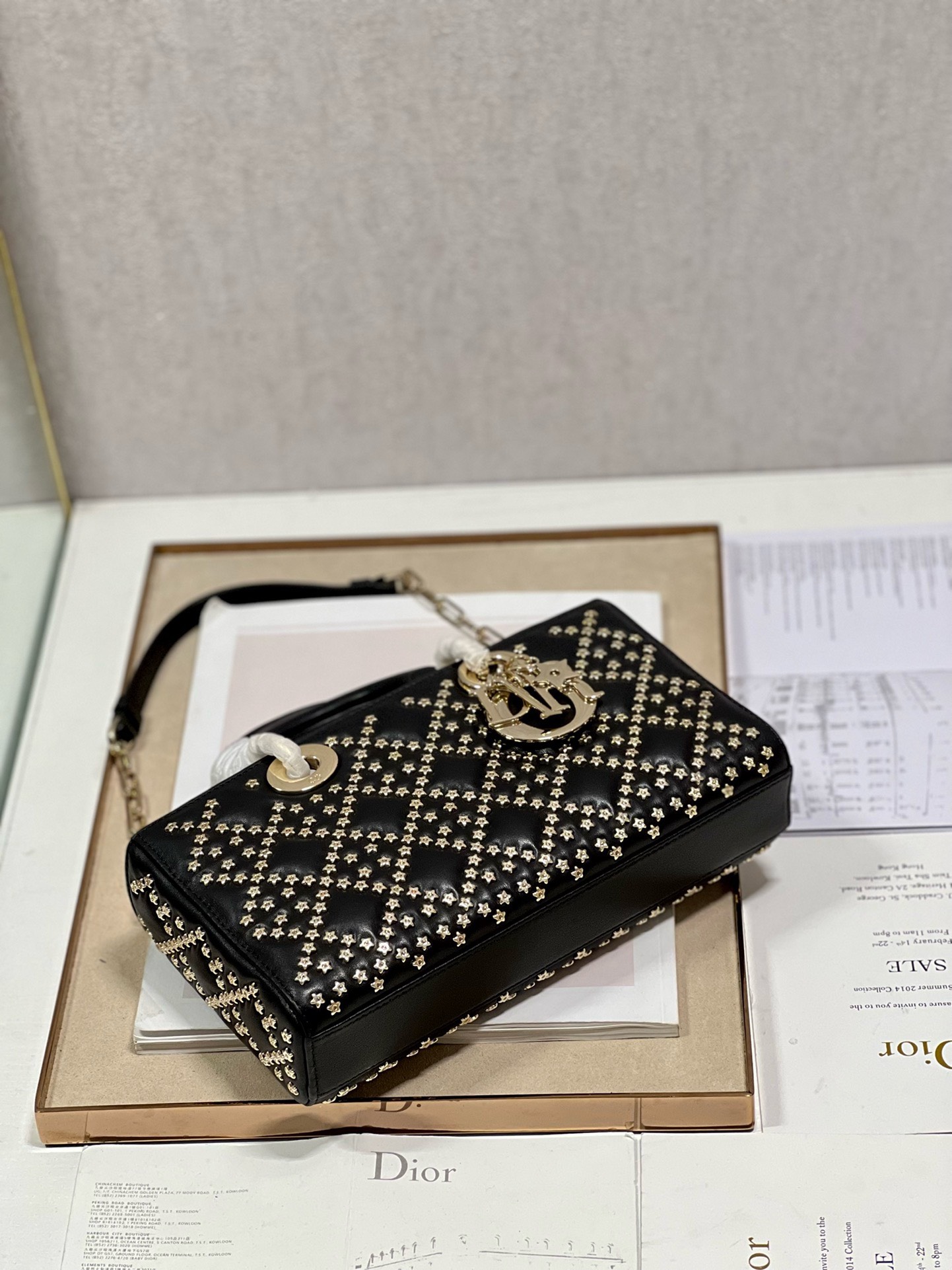 Bagsaaa D10r Lady D - Joy In Black Cannage Satin - 26 x 13.5 x 5 cm