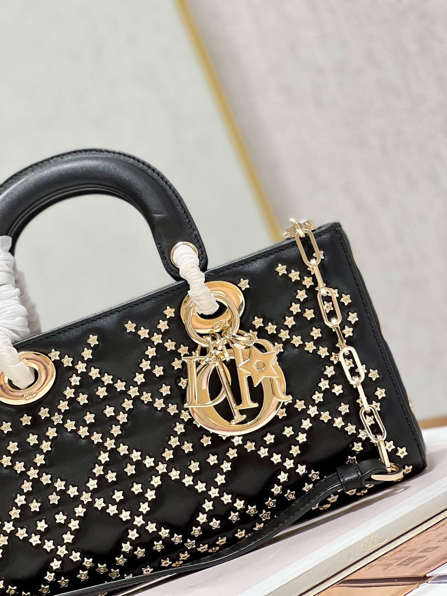 Bagsaaa D10r Lady D - Joy In Black Cannage Satin - 26 x 13.5 x 5 cm