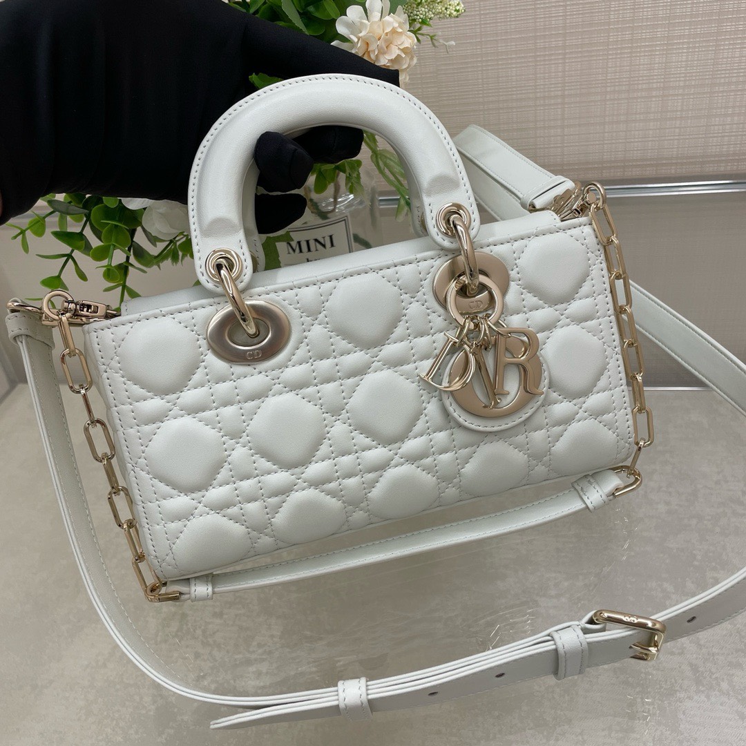 Bagsaaa D10r Lady D - Joy Small In White Leather - 22x12x6 cm