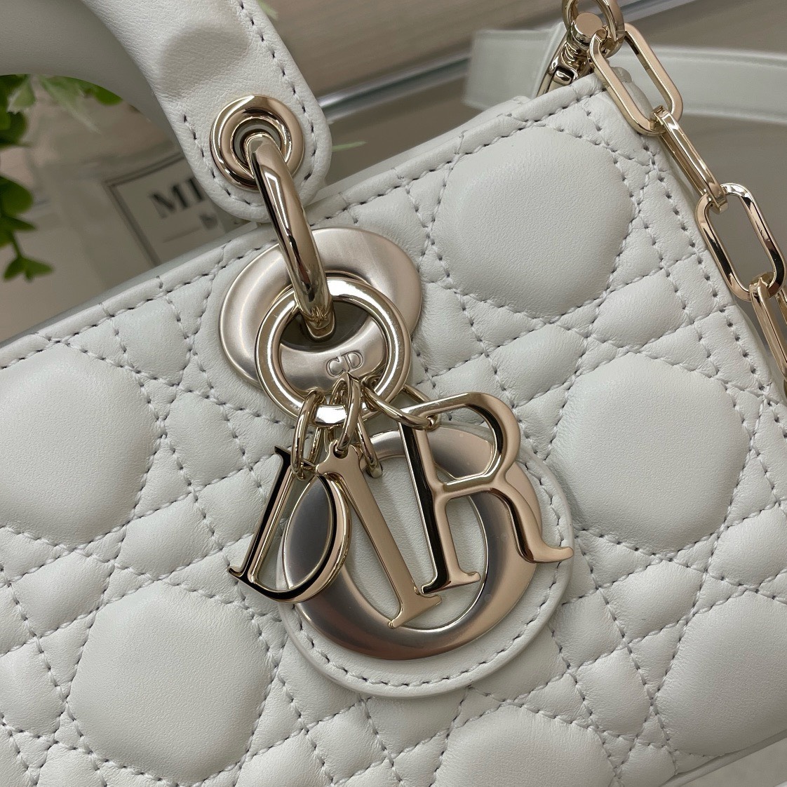 Bagsaaa D10r Lady D - Joy Small In White Leather - 22x12x6 cm