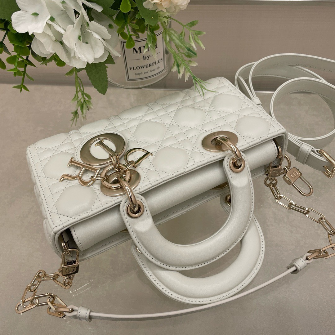 Bagsaaa D10r Lady D - Joy Small In White Leather - 22x12x6 cm