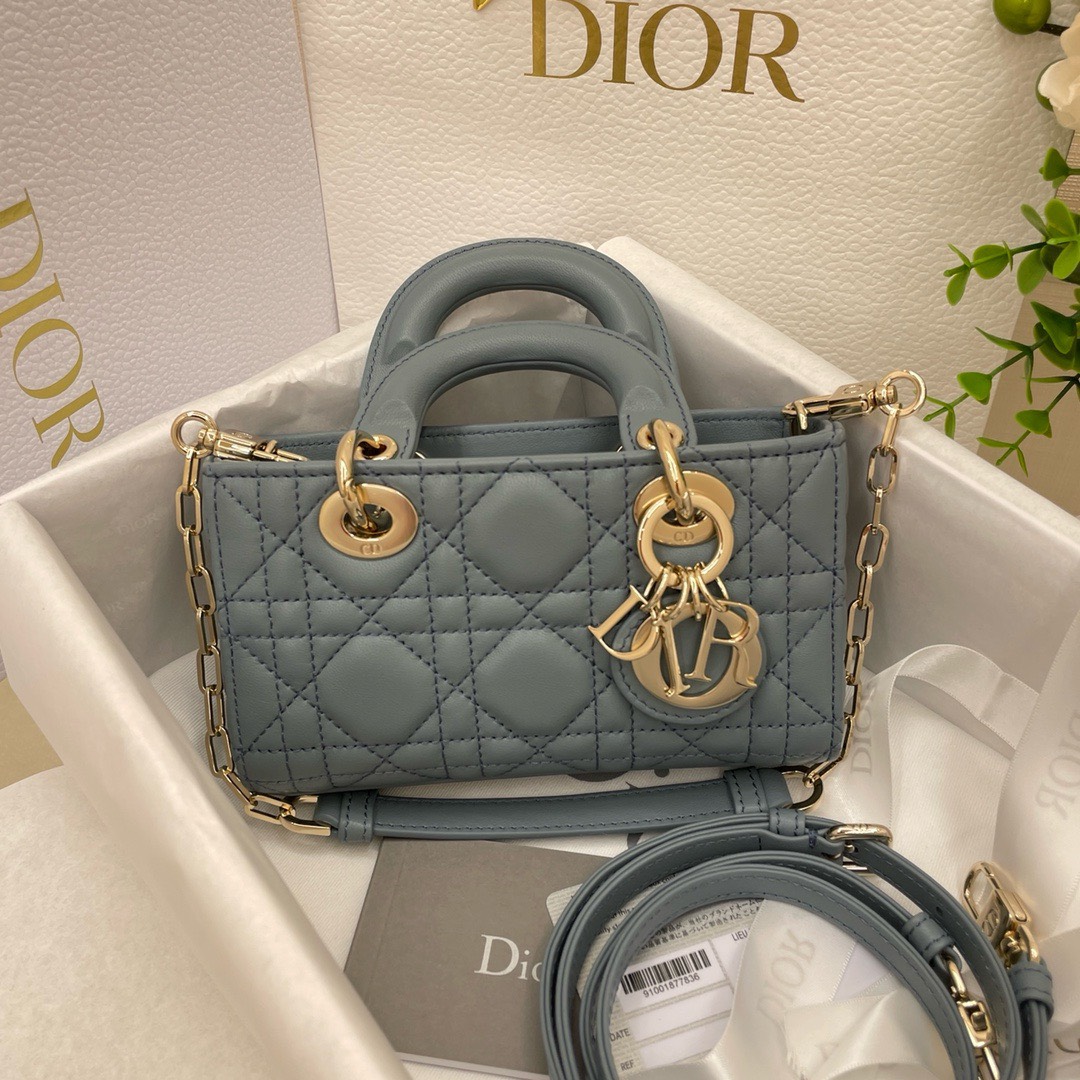 Bagsaaa D10r Lady D - Joy Small In Blue Leather - 22x12x6 cm