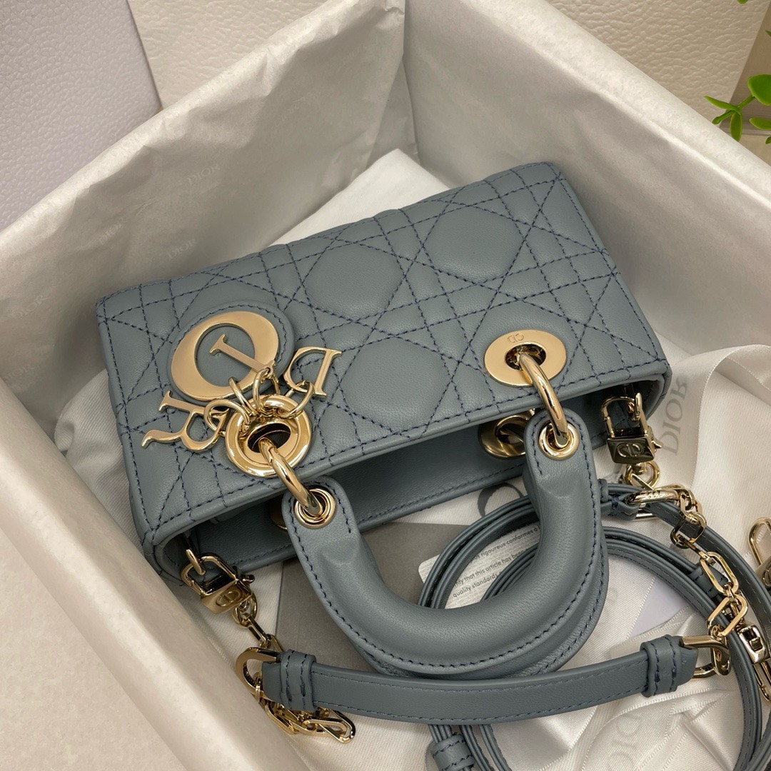 Bagsaaa D10r Lady D - Joy Small In Blue Leather - 22x12x6 cm