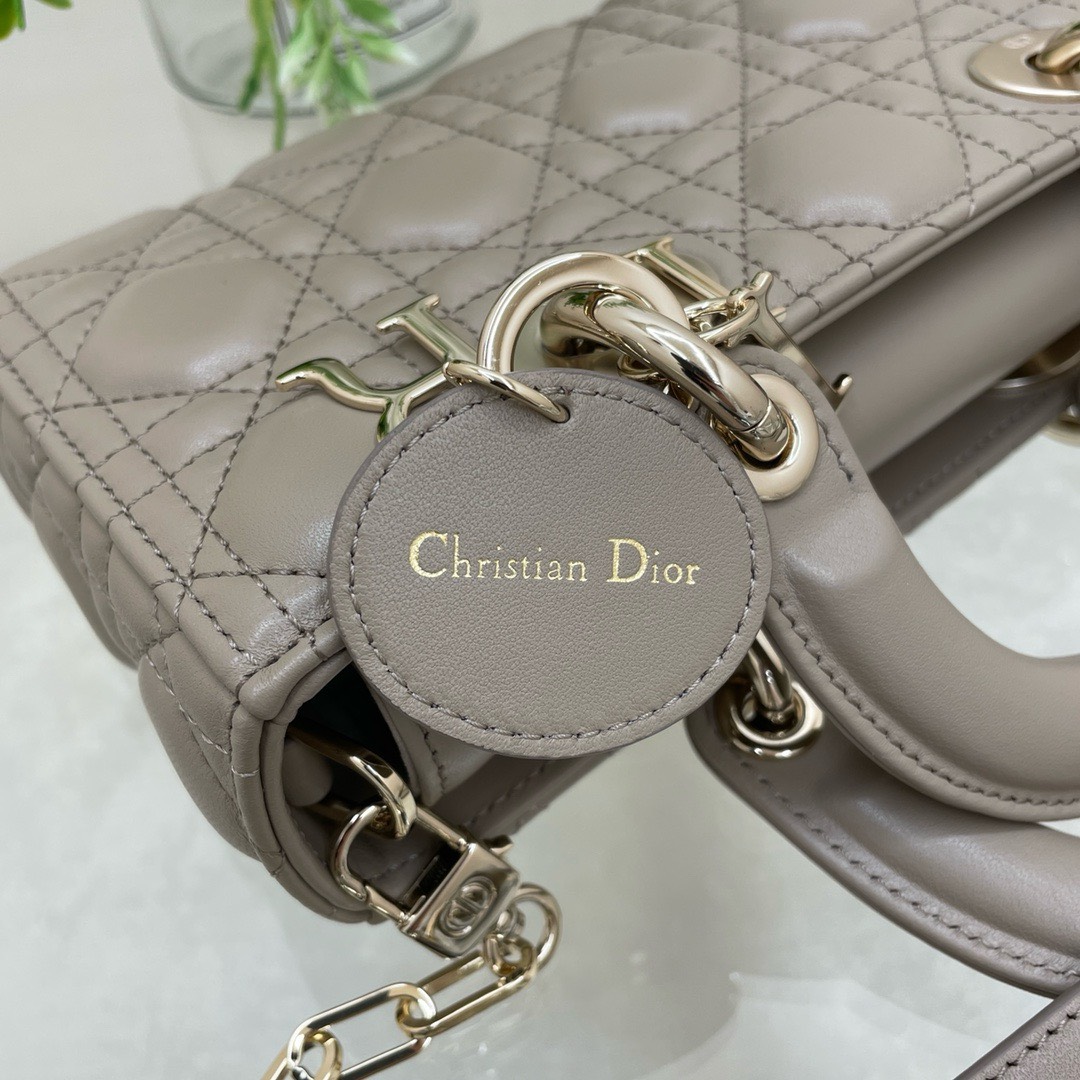 Bagsaaa D10r Lady D - Joy Small In Beige Leather - 22x12x6 cm