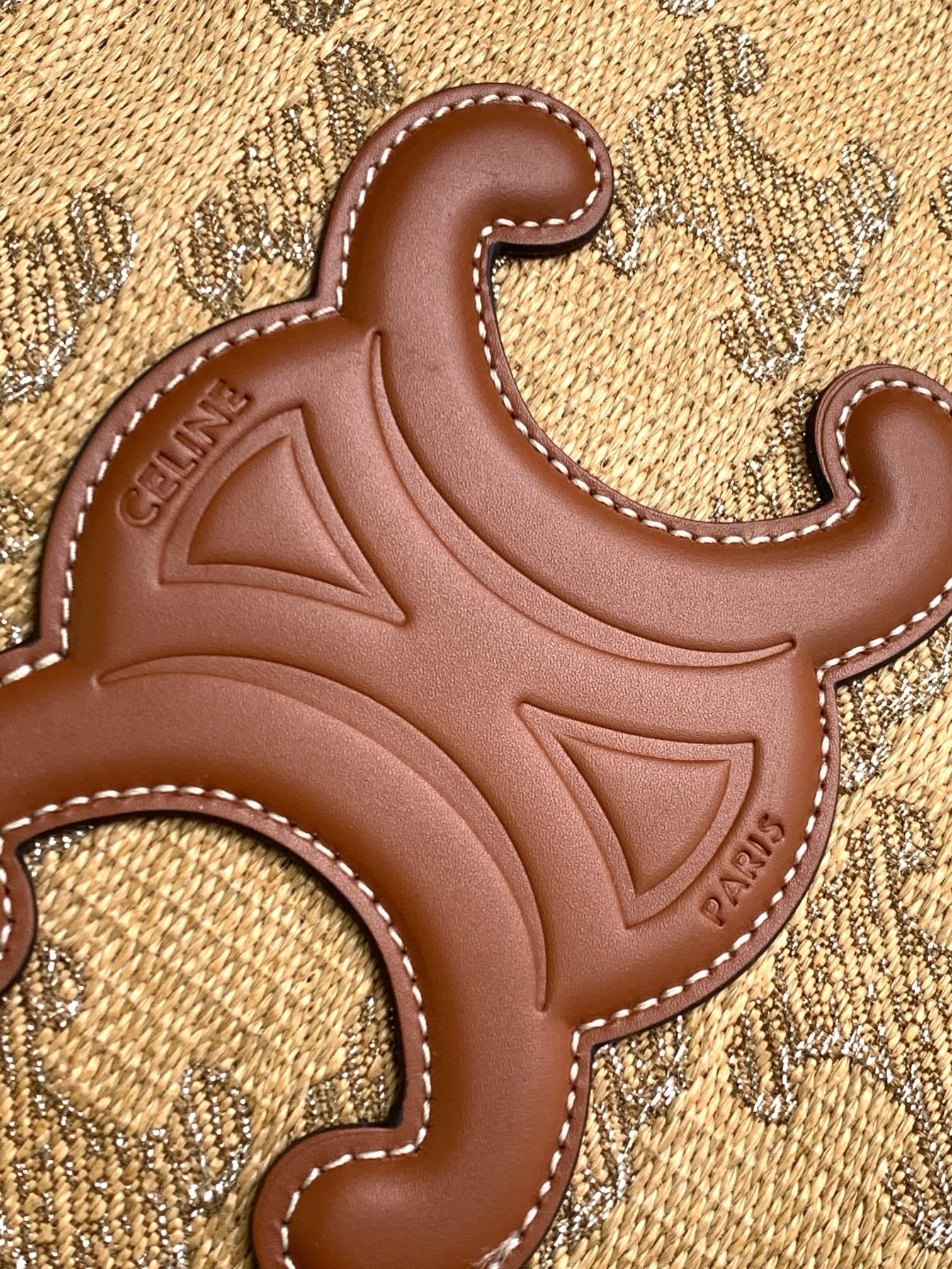 Bagsaaa Ce1i*e Small Cabas Thais in Raffia Triomphe Jacquard Natural - 25.5x18.5x12cm