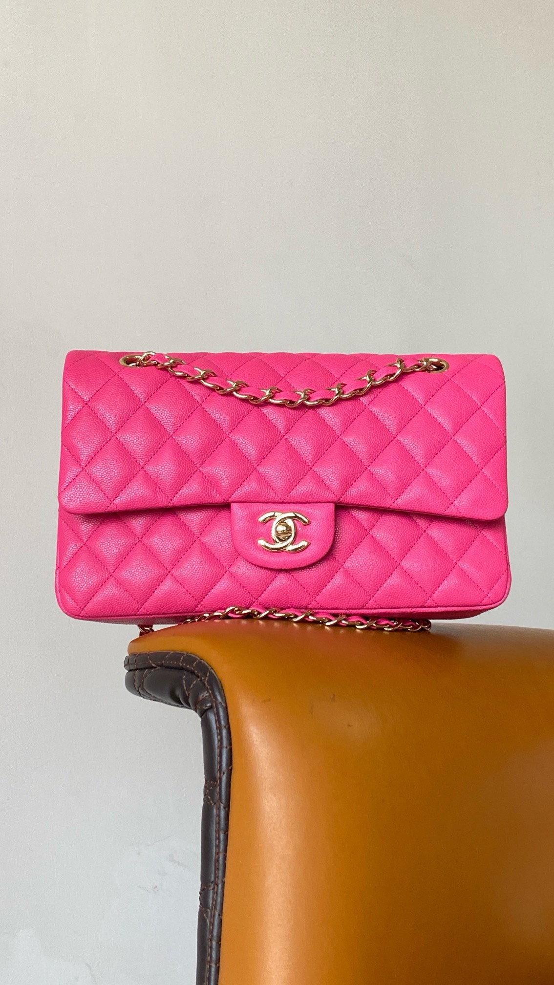Bagsaaa Ch**el Classic Flap Bag In Hot Pink Caviar - 25cm