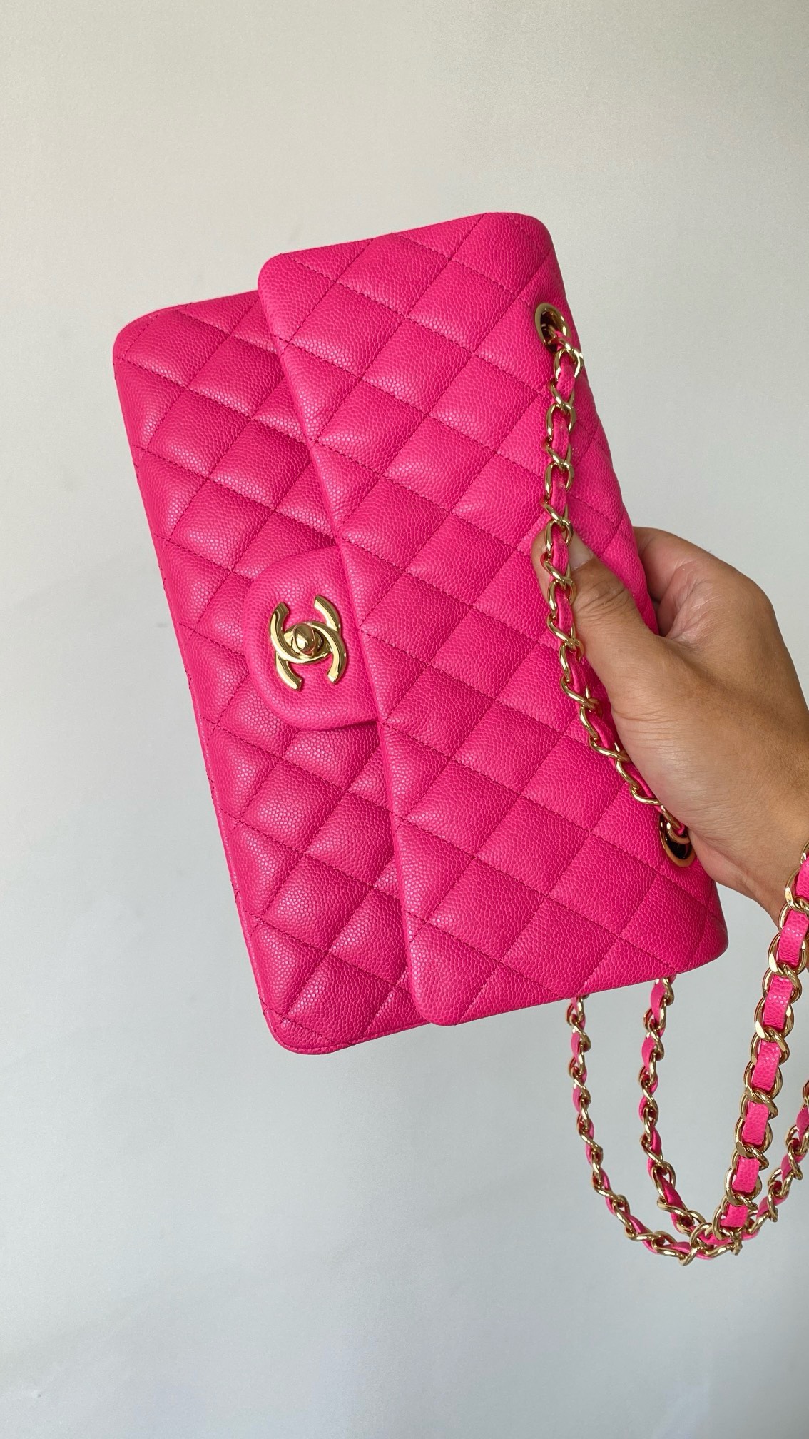 Bagsaaa Ch**el Classic Flap Bag In Hot Pink Caviar - 25cm