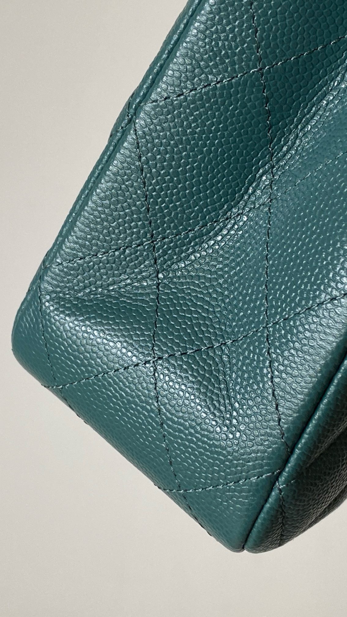 Bagsaaa Ch**el Classic Flap Bag In Dark Green Caviar - 25cm